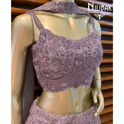 Dove Purple Net Lehenga