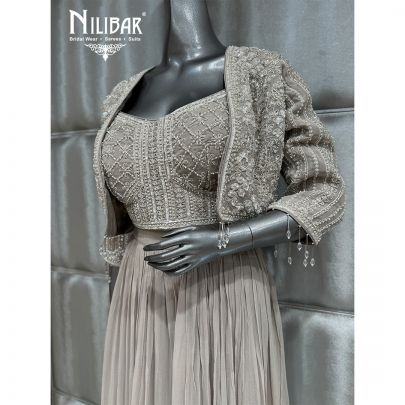 Mouse Georgette Crop Top Paired With Long Shrug