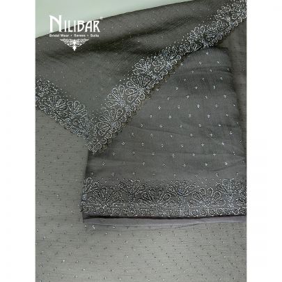 Gray Georgette Unstitched Suit