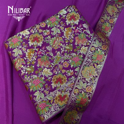 Purple Brocade Shirt Paired With Crepe Bottom