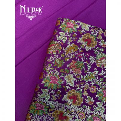 Purple Brocade Shirt Paired With Crepe Bottom