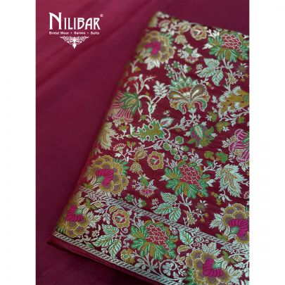 Mehroon Brocade Shirt Paired With Crepe Bottom