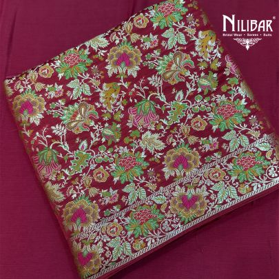 Mehroon Brocade Shirt Paired With Crepe Bottom