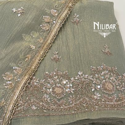 Pistachio Green Crush Tissue Unstitched Suit