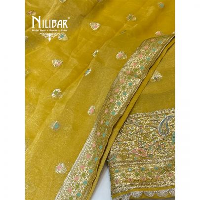 Yellow Georgette Unstitched Suit