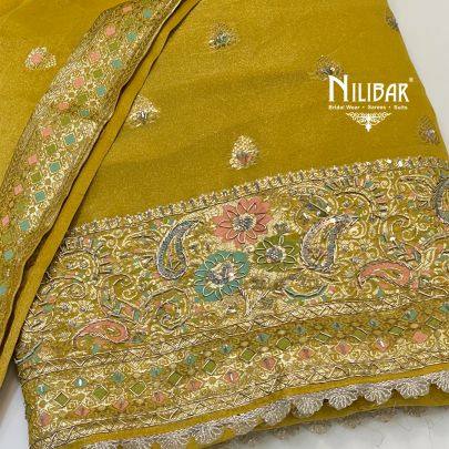 Yellow Georgette Unstitched Suit