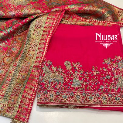 Magenta Pink Crepe Unstitched Suit