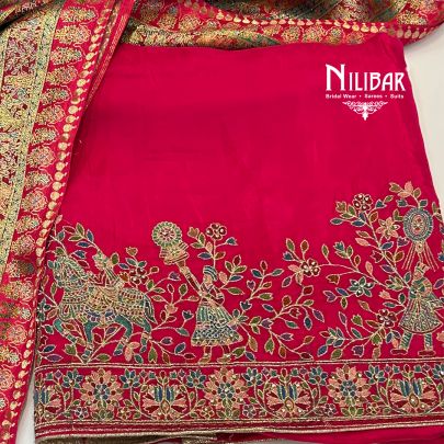 Magenta Pink Crepe Unstitched Suit