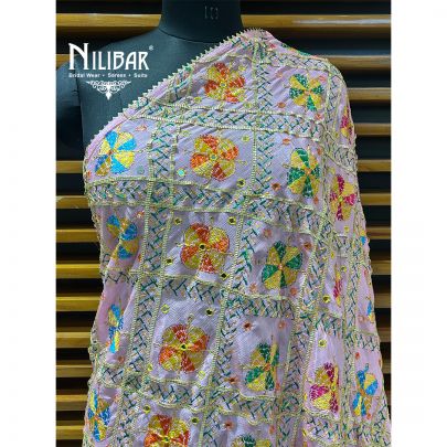 Baby Pink Chinon Phulkari