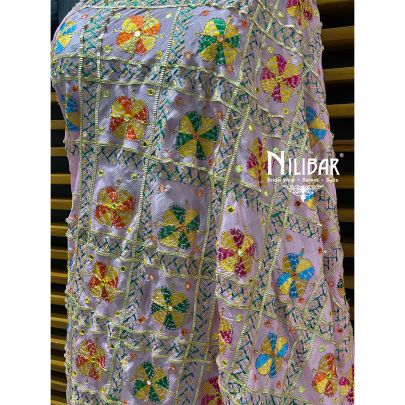 Baby Pink Chinon Phulkari