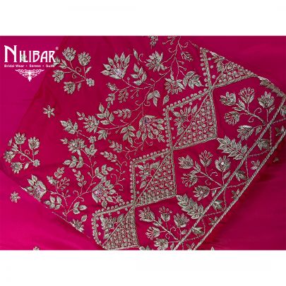 Hot Pink Heavy Embroidered Silk Shirt & Bottom