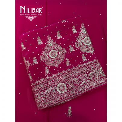 Hot Pink Heavy Embroidered Crepe Shirt & Bottom