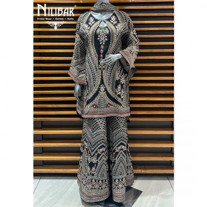 Black Crepe Palazzo Suit