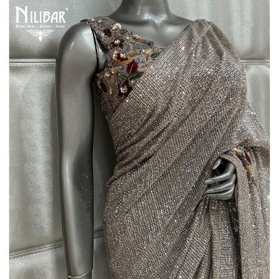 Mocha Net Saree