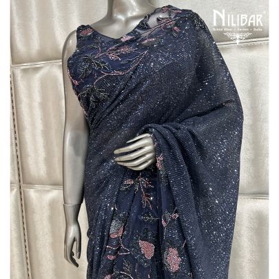 Midnight Blue Net Saree