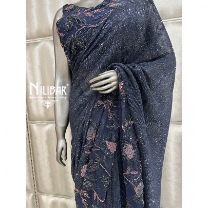 Midnight Blue Net Saree