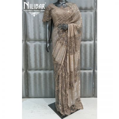 Light Beige Net Saree