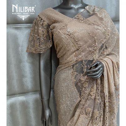 Light Beige Net Saree