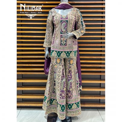 Jam Purple Crepe Garara Suit
