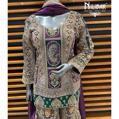 Jam Purple Crepe Garara Suit