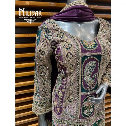Jam Purple Crepe Garara Suit