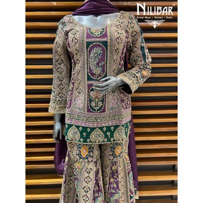 Jam Purple Crepe Garara Suit