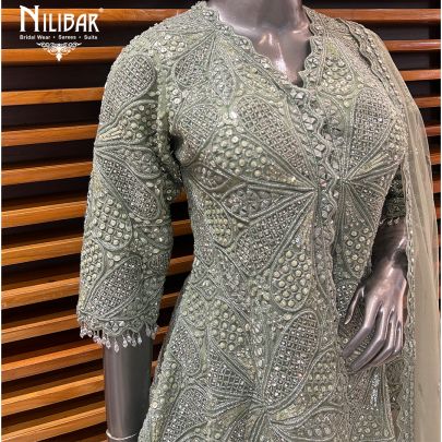 Tea Green Net Palazzo Suit