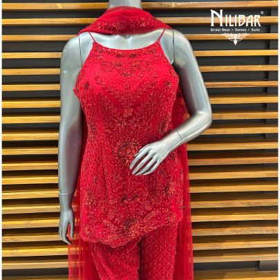 Red Net Palazzo Suit
