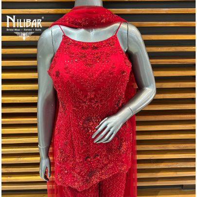 Red Net Palazzo Suit