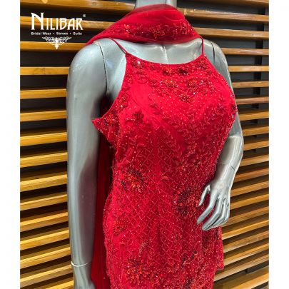 Red Net Palazzo Suit