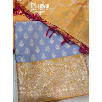 Lavender Banarasi Silk Unstitched Suit