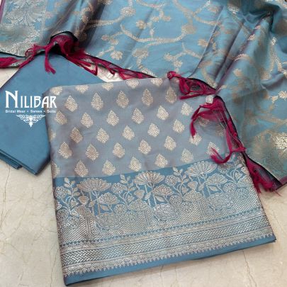 Heather Purple Banarasi Silk Unstitched Suit