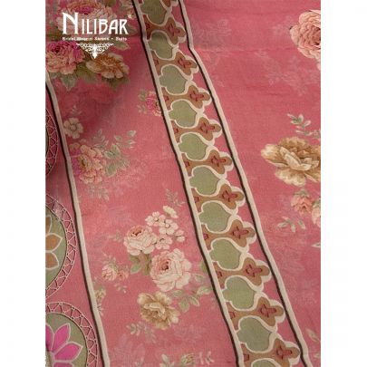 Watermelon Pink Crepe Printed Unstitched Suit