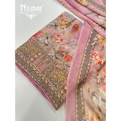 Onion Pink Crepe Printed Unstitched Suit