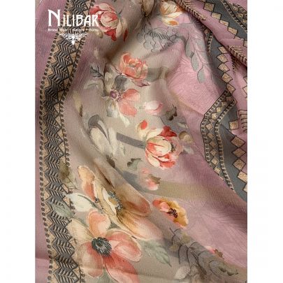 Onion Pink Crepe Printed Unstitched Suit