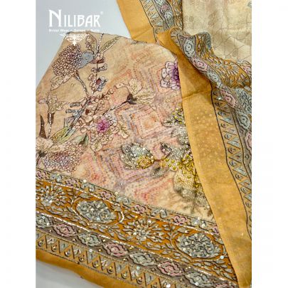 Buttermilk Yellow Crepe Printed Unstitched Suit