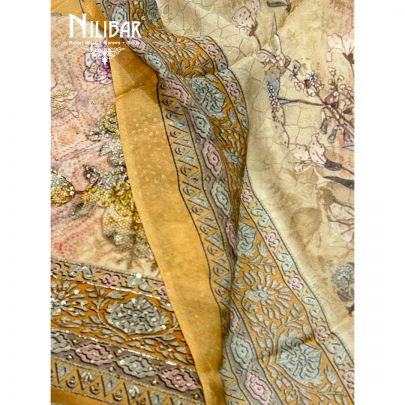Buttermilk Yellow Crepe Printed Unstitched Suit