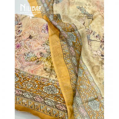 Buttermilk Yellow Crepe Printed Unstitched Suit