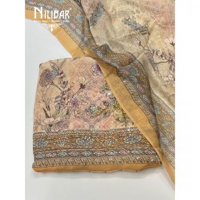 Buttermilk Yellow Crepe Printed Unstitched Suit