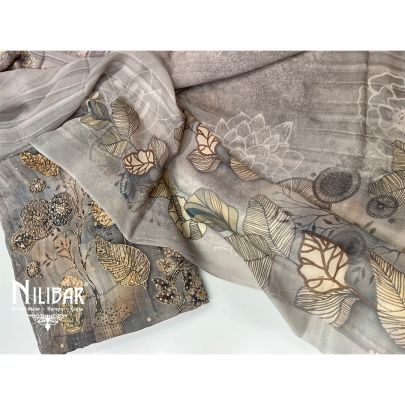 Light Gray Crepe Printed Unstitched Suit