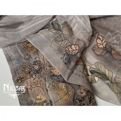 Light Gray Crepe Printed Unstitched Suit