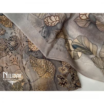 Light Gray Crepe Printed Unstitched Suit
