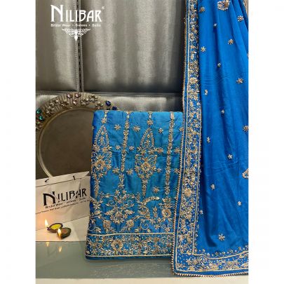 Blue Silk Unstitched Suit