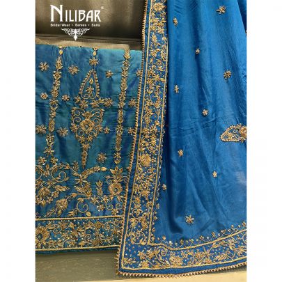 Blue Silk Unstitched Suit