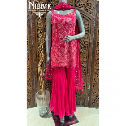 Hot Pink Georgette Sharara Suit