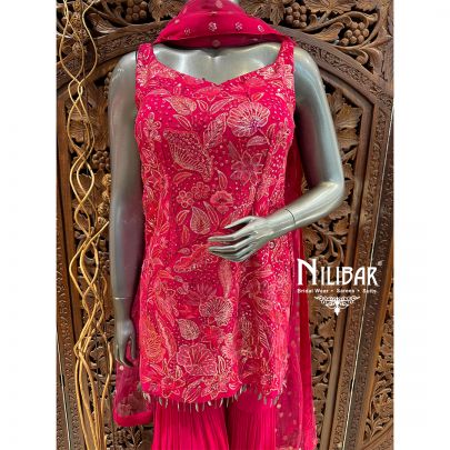 Hot Pink Georgette Sharara Suit
