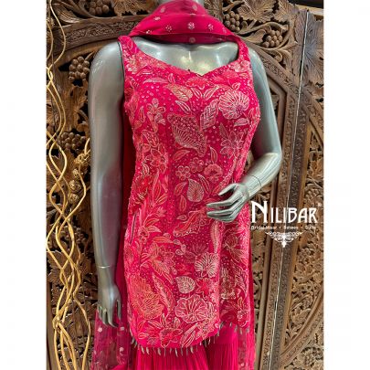 Hot Pink Georgette Sharara Suit