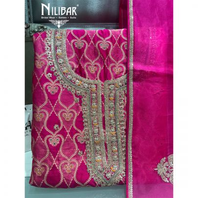 Pink Silk Unstitched Suit
