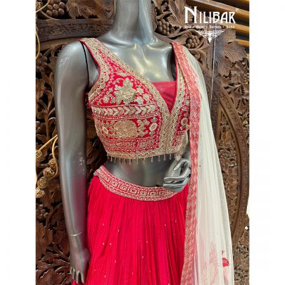 Hot Pink Georgette Lengha Choli