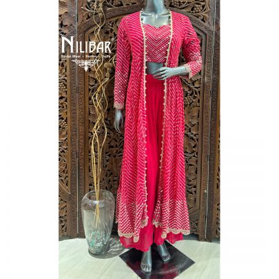 Hot Pink Georgette Jacket Suit